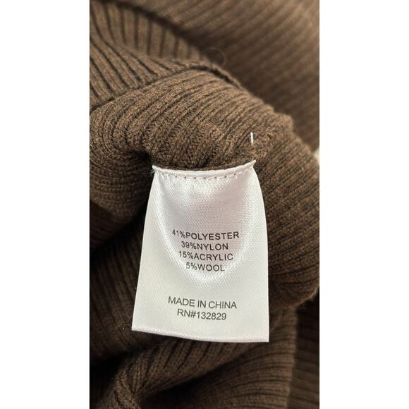 L'Academie Long Sleeve Tucci Knit Bustier Ribbed Midi Dress Womens Small Brown - Picture 10 of 10